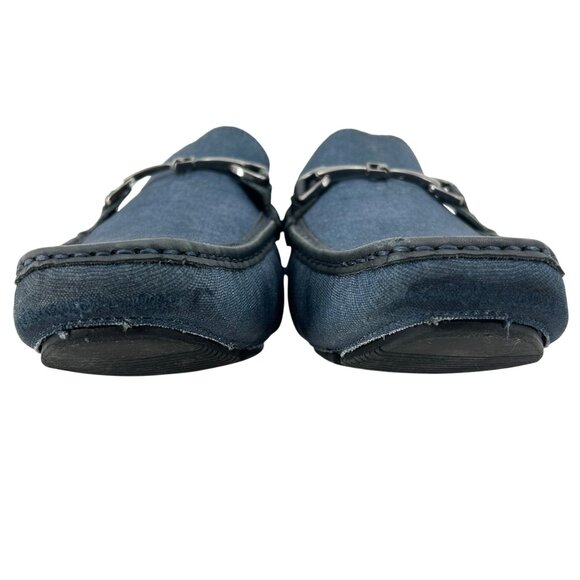 Blue Denim Men's 10M Horsebit Driving Loafers Mercanti Fiorentini Shoes Loafers - Picture 4 of 10